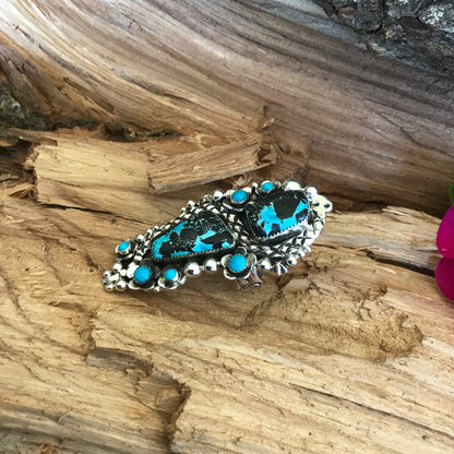 Blue Moon Turquoise Rattlesnake Ring~ Sterling Silver~ Artisan Handmade~ Size 8 1/2