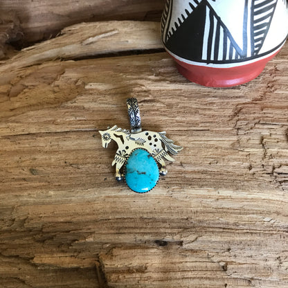 SPIRIT PONY Turquoise pendant~ Sterling Silver~ Artisan Handmade