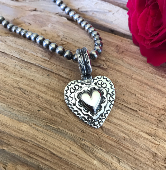 Mi Corazon~ My Heart Pendant~ Sterling Silver~ Artisan Handmade