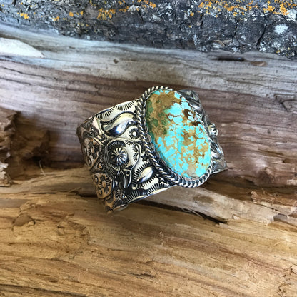 Thunderbird Cuff Bracelet~ Royston Turquoise~ Sterling Silver~ Natural Turquoise~ Artisan Handmade