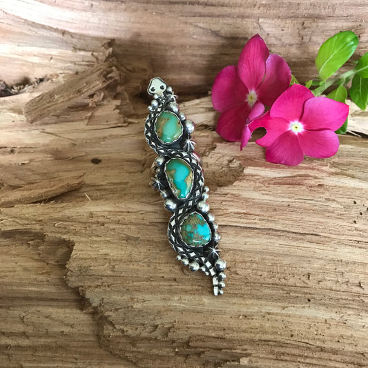 Iron Maiden Turquoise Rattlesnake Ring~ Sterling Silver~ Artisan Handmade~ Size 8