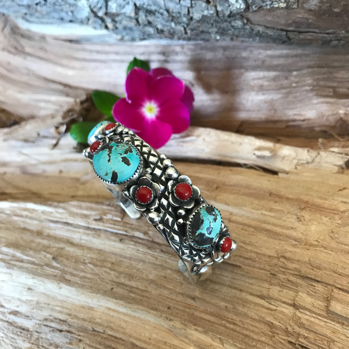 Rattlesnake Cuff Bracelet with Carico Lake Turquoise~ Sterling Silver~ Artisan Handmade