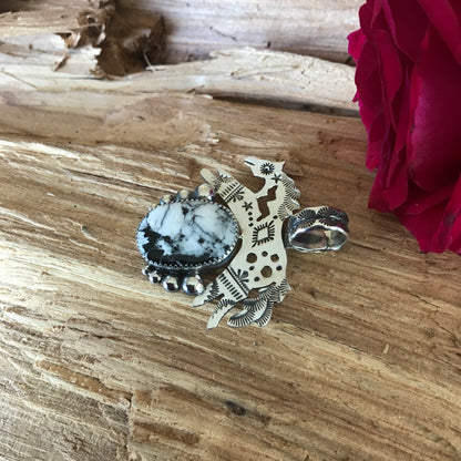 SPIRIT PONY pendant with White Buffalo~ Sterling Silver~ Artisan Handmade