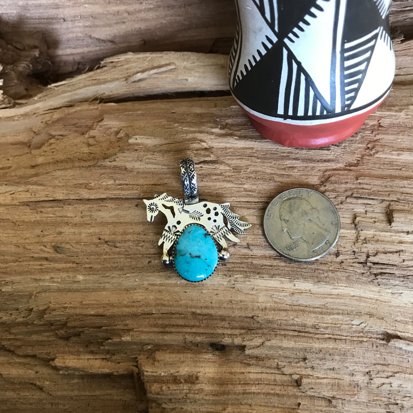 SPIRIT PONY Turquoise pendant~ Sterling Silver~ Artisan Handmade