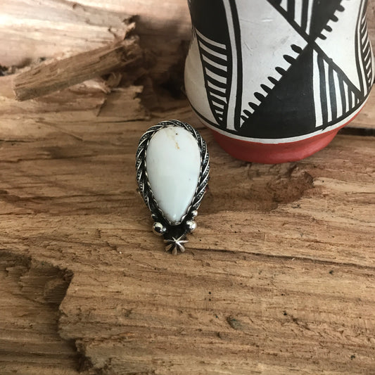 White Buffalo Ring~Sterling Silver~ Artisan Handmade~ Size 7