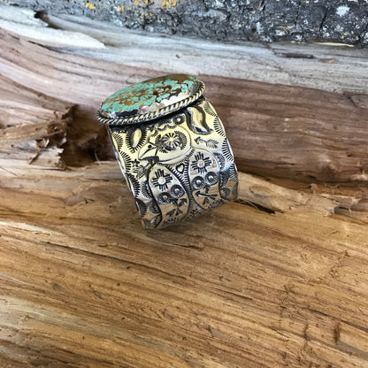 Thunderbird Cuff Bracelet~ Royston Turquoise~ Sterling Silver~ Natural Turquoise~ Artisan Handmade