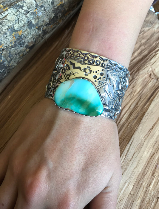 SPIRIT PONY Royston High Grade Turquoise Cuff Bracelet~ Sterling Silver~ Artisan Handmade