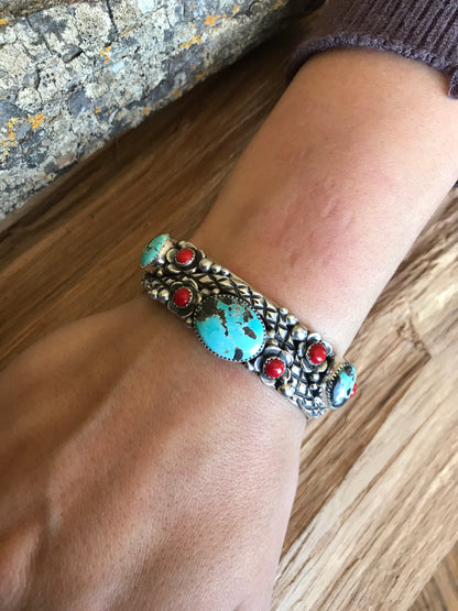 Rattlesnake Cuff Bracelet with Carico Lake Turquoise~ Sterling Silver~ Artisan Handmade