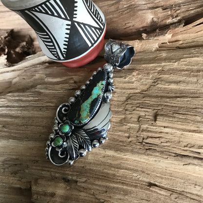 Black Jack Turquoise Pendant~ Sterling Silver~ Artisan Handmade