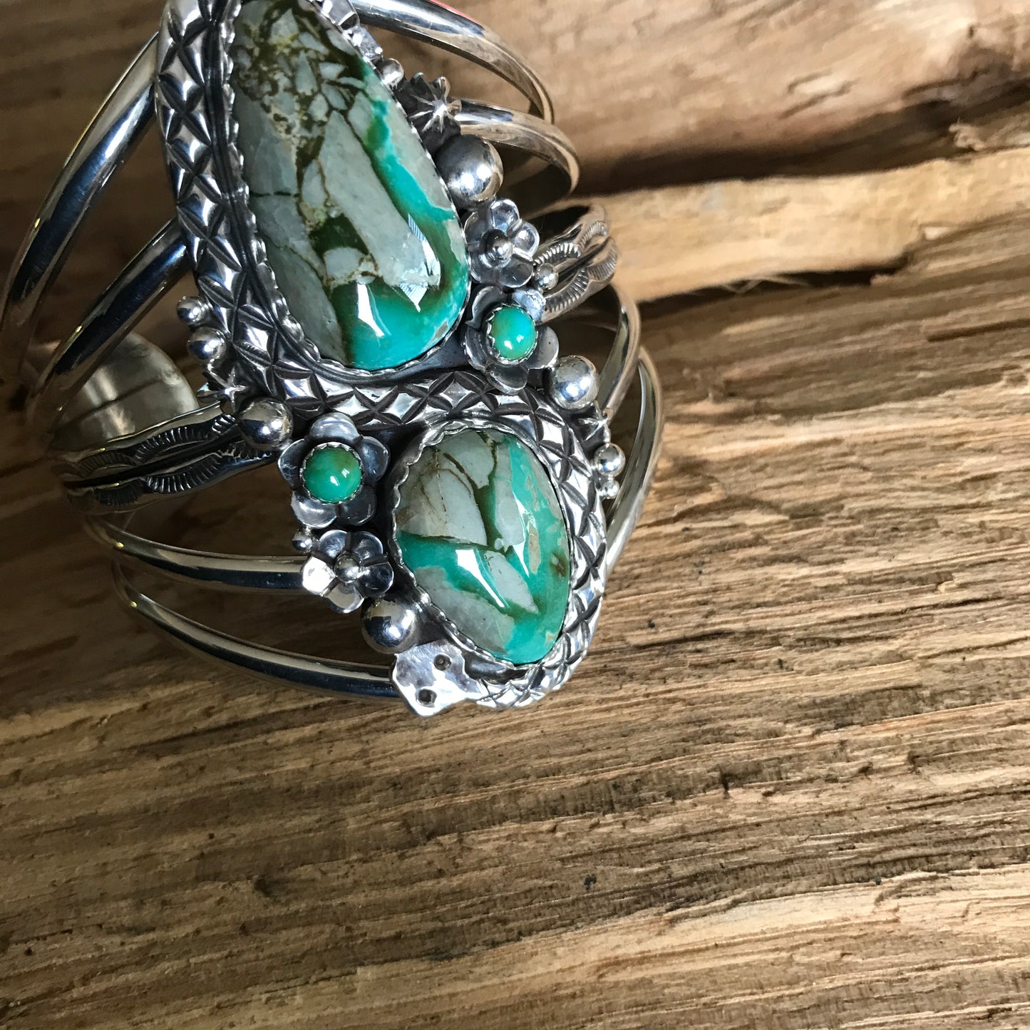Desert Traveler Rattlesnake Cuff Bracelet with Royston Turquoise~ Sterling Silver~ Artisan Handmade ~ 1205