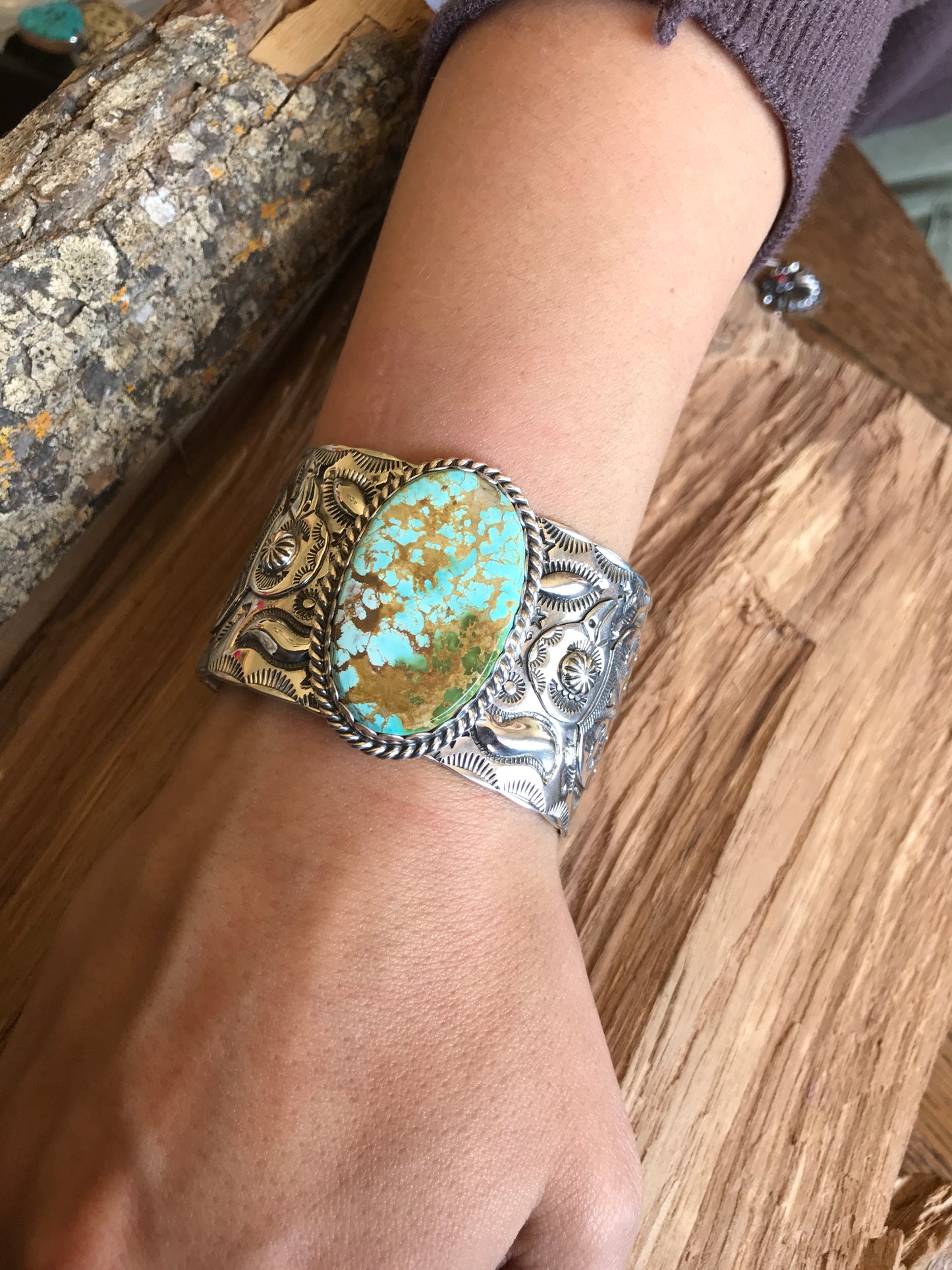 Thunderbird Cuff Bracelet~ Royston Turquoise~ Sterling Silver~ Natural Turquoise~ Artisan Handmade