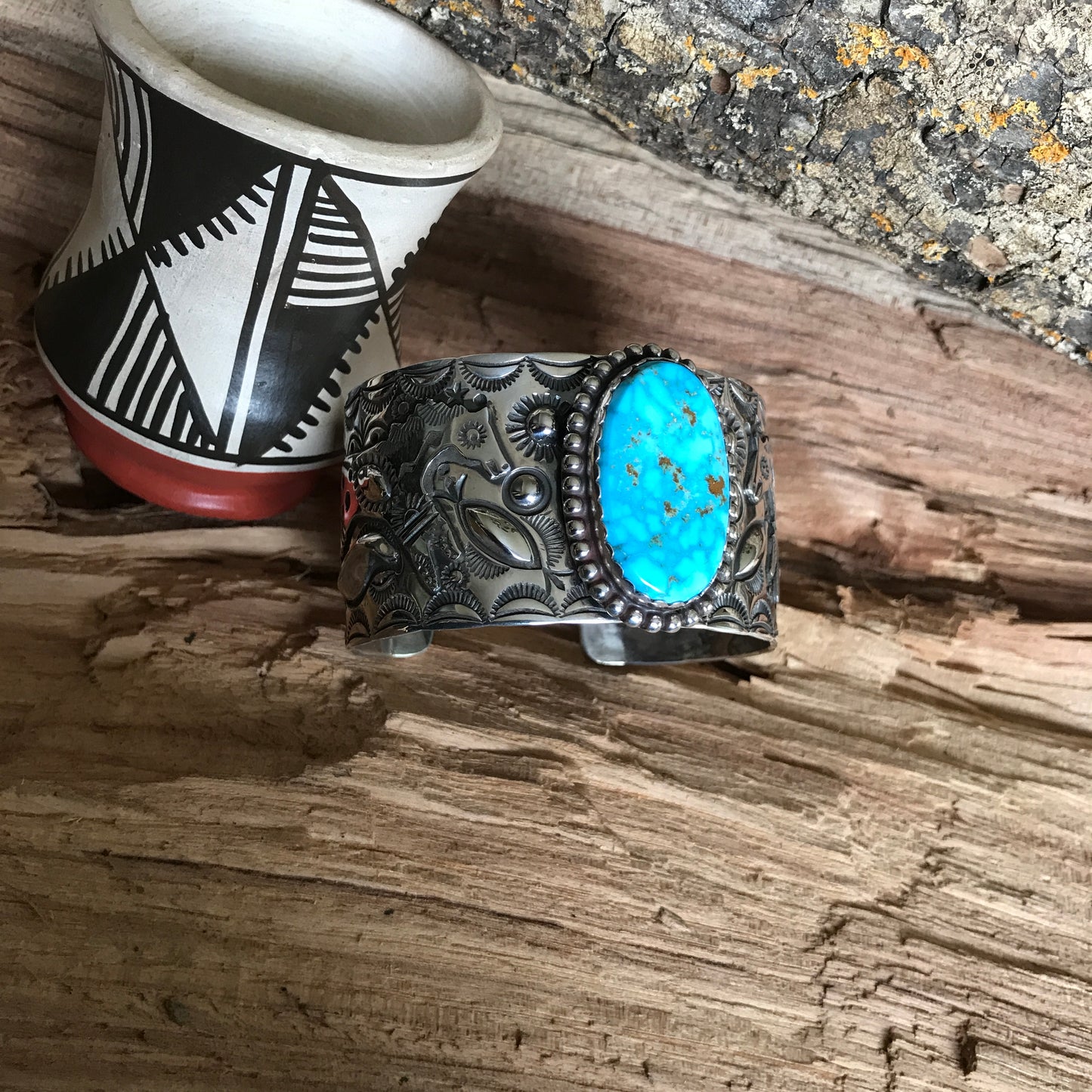 SPIRIT PONY Kingman High Grade Turquoise Cuff Bracelet~ Sterling Silver~ Artisan Handmade