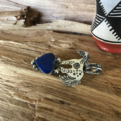 SPIRIT PONY~ Lapis Lazuli Heart pendant~ Sterling Silver~ Artisan Handmade