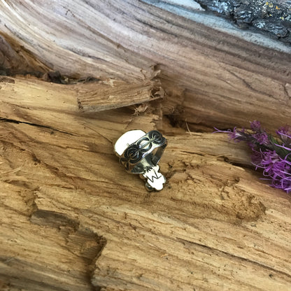 Kings Manassa Turquoise Ring with an Amber Wildflower~ Sterling Silver~ Artisan Handmade~ Size 7 3/4
