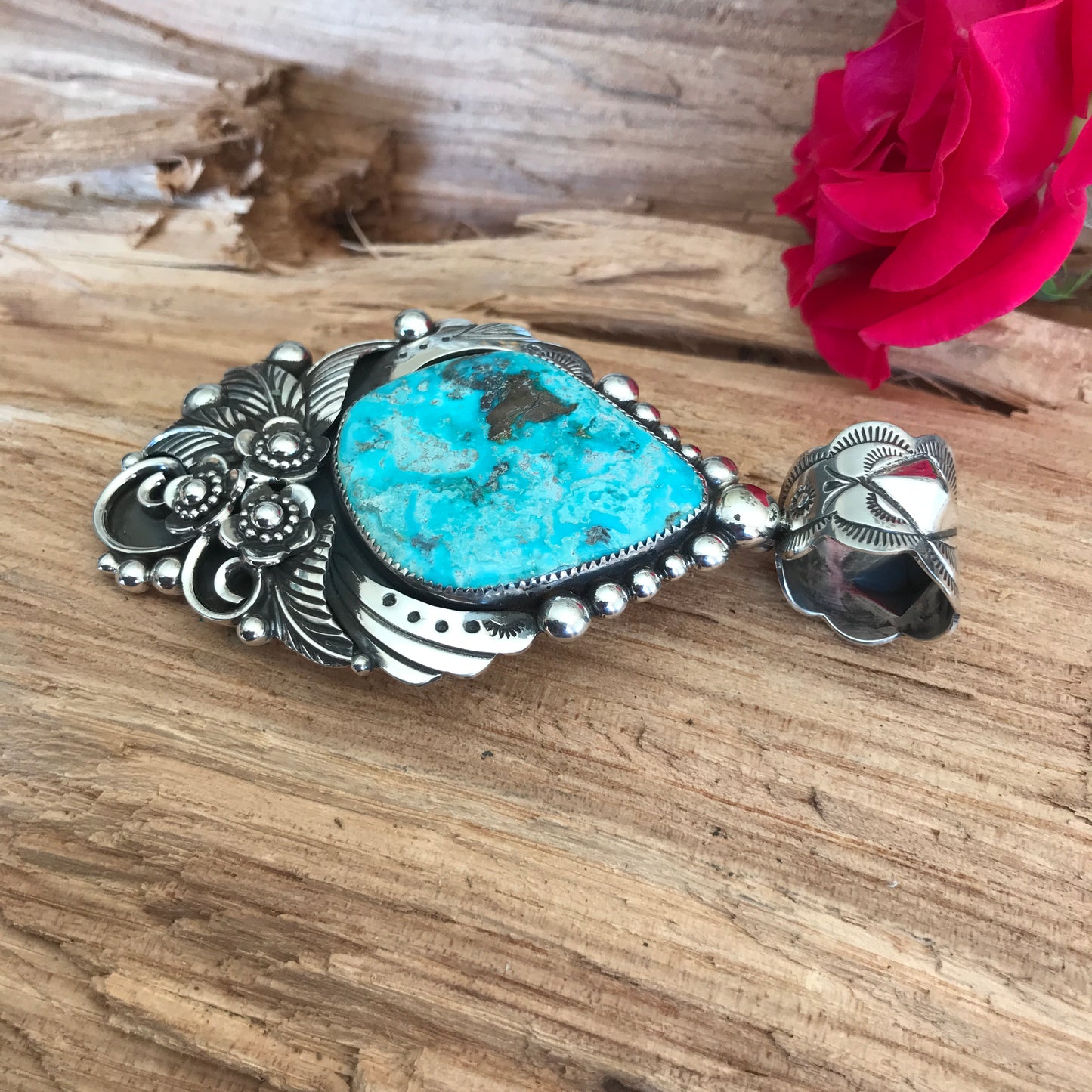 Skyline Turquoise Huge pendant~ Sterling Silver~ Artisan Handmade