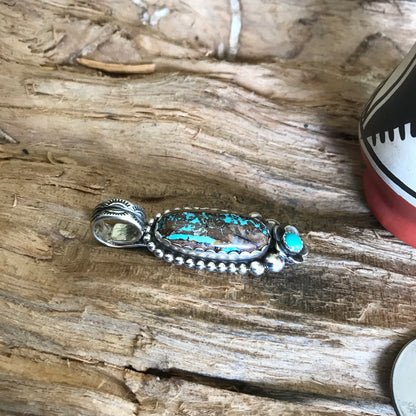 Blue Oasis Ribbon Turquoise Pendant~ Sterling Silver~ Artisan Handmade