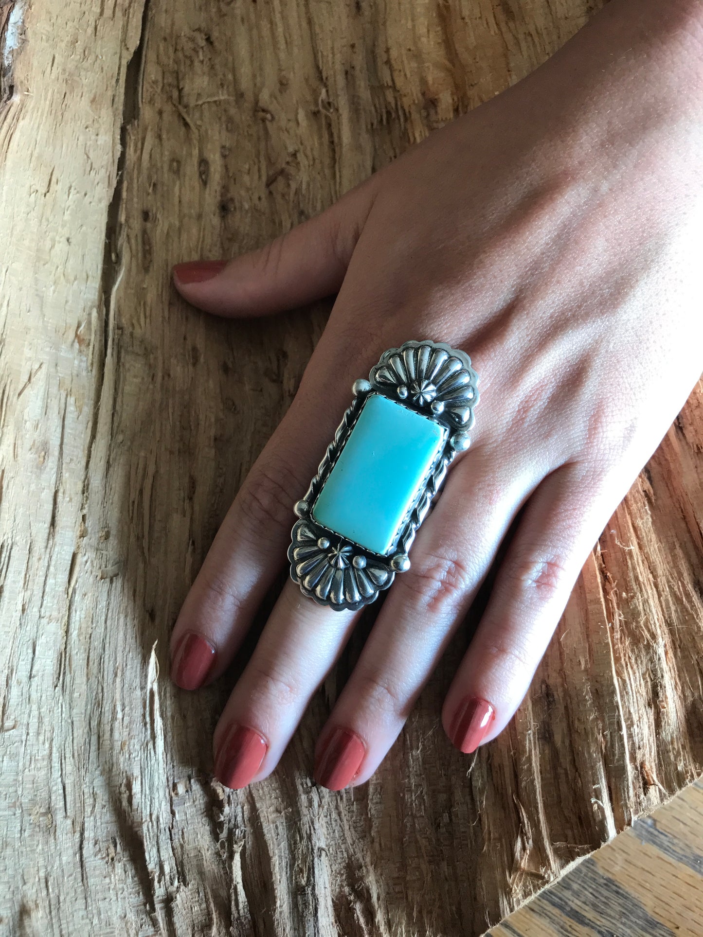 Royston Turquoise Ring~ Sterling Silver~ Artisan Handmade~ Size 12