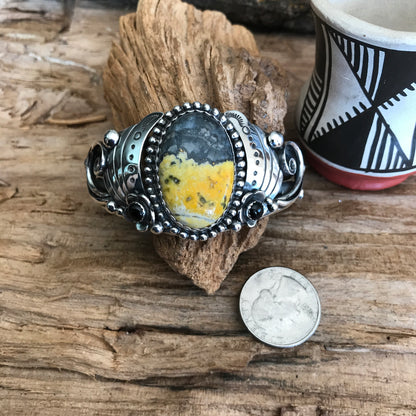 Bumblebee Jasper Cuff Bracelet~ Sterling Silver~ Artisan Handmade