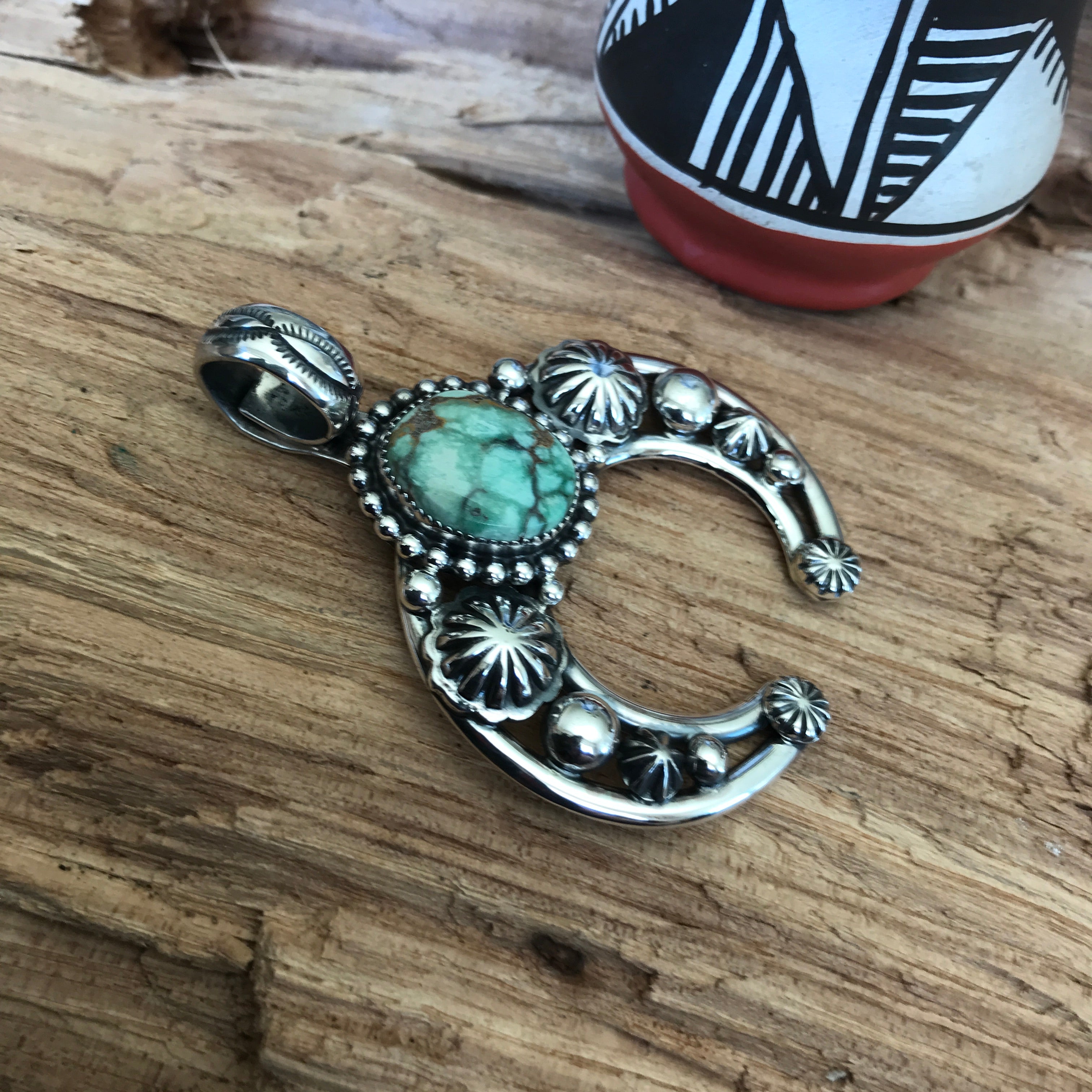 Vintage online Native American Artisan Rattlesnake & Turquoise Pendant