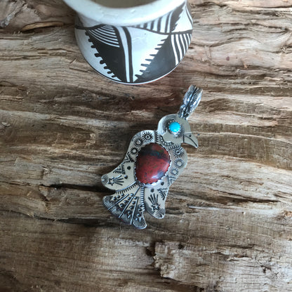 Thunderbird pendant~ Sterling Silver~ Sonoran Sunrise~ Medium pendant~ Artisan Handmade