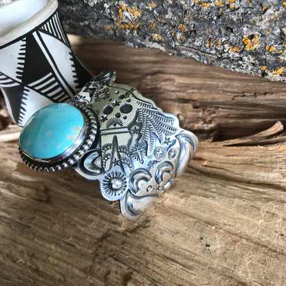SPIRIT PONY Royston High Grade Turquoise Cuff Bracelet~ Sterling Silver~ Artisan Handmade~ 1057