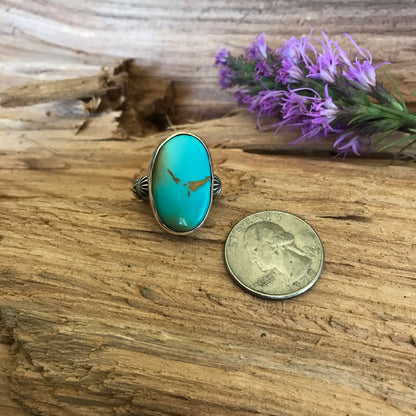 Kings Manassa Turquoise Ring~ Sterling Silver~ Artisan Handmade~ Size 6