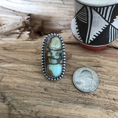7 Dwarfs Turquoise ring with Offset shank~ Sterling Silver~ Artisan Handmade~size 9