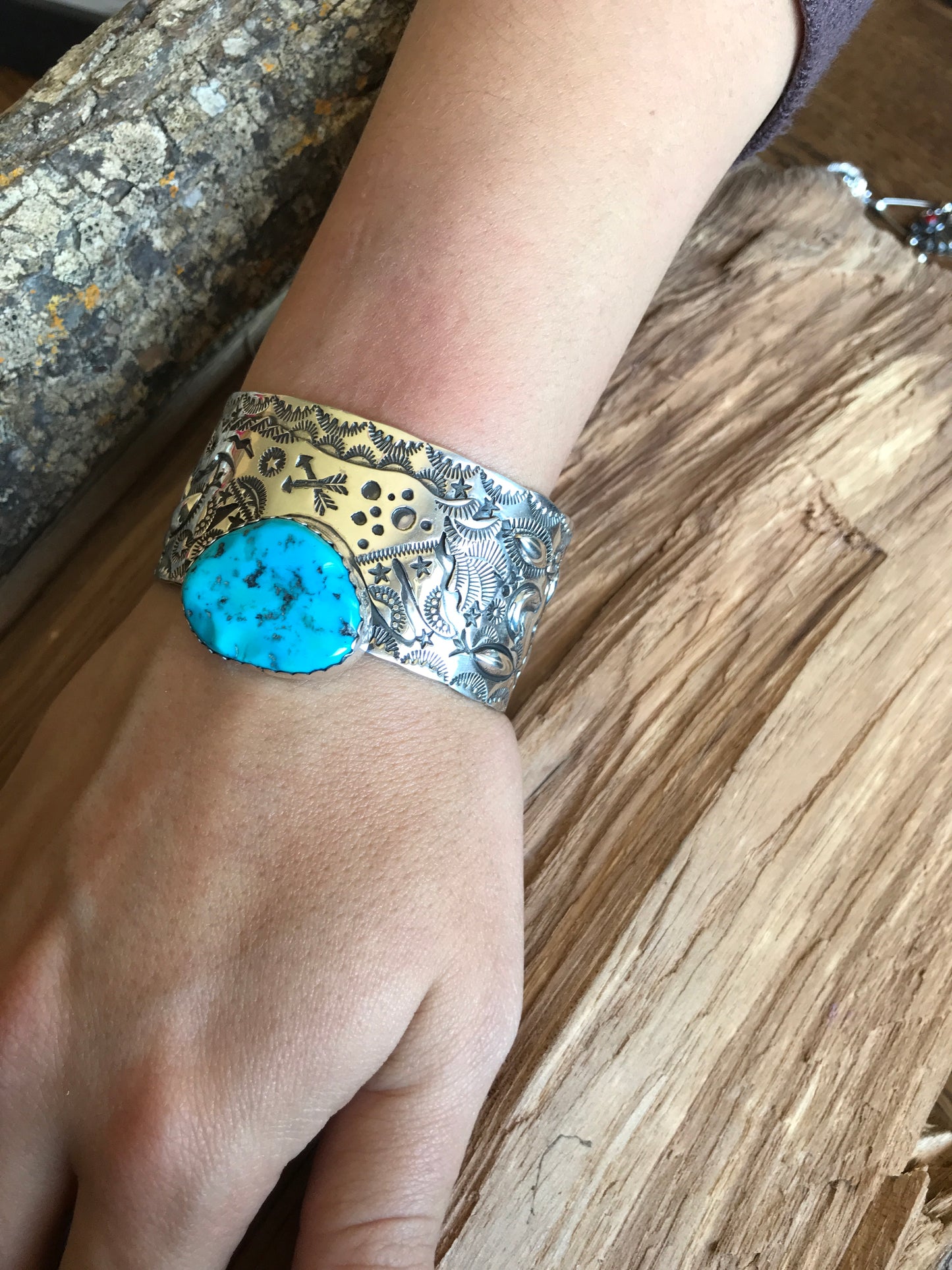 SPIRIT PONY Sleeping Beauty Turquoise Cuff Bracelet~ Sterling Silver~ Artisan Handmade