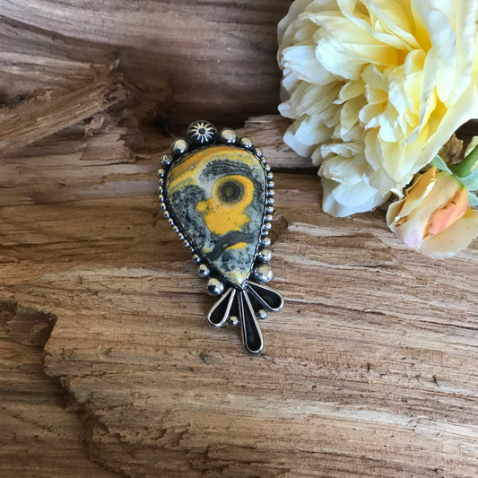 (Copy) Bumblebee Jasper ring~ Sterling Silver~ Tail of the Thunderbird~ Artisan Handmade~ Size 8 1/2