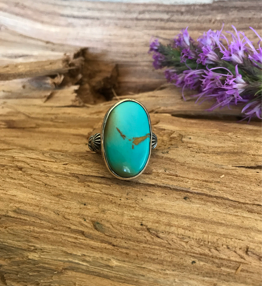 Kings Manassa Turquoise Ring~ Sterling Silver~ Artisan Handmade~ Size 6