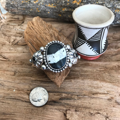 White Buffalo Cuff Bracelet~ Sterling Silver~ Artisan Handmade