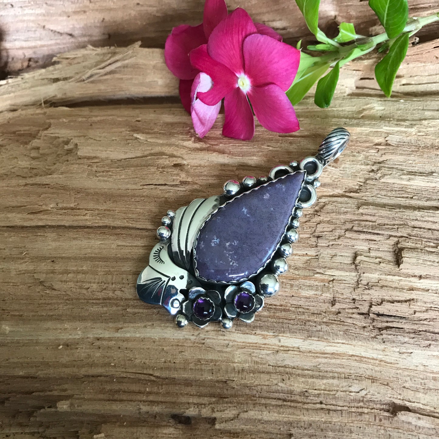 Burro Creek Jasper pendant~ Sterling Silver~ large pendant~ Artisan Handmade