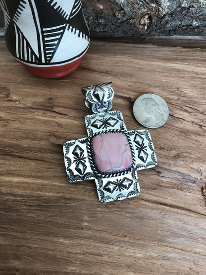 Australian Pink Opal San Miguel Cross~ Sterling Silver~ Artisan Handmade