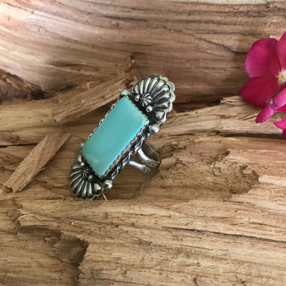 Royston Turquoise Ring~ Sterling Silver~ Artisan Handmade~ Size 12