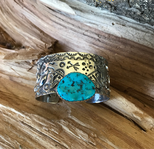 SPIRIT PONY Sleeping Beauty Turquoise Cuff Bracelet~ Sterling Silver~ Artisan Handmade