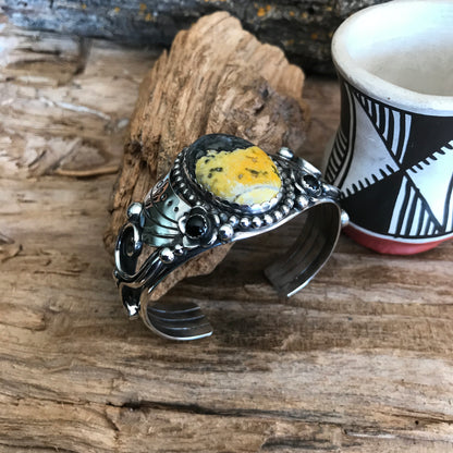 Bumblebee Jasper Cuff Bracelet~ Sterling Silver~ Artisan Handmade