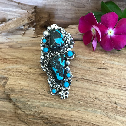 Blue Moon Turquoise Rattlesnake Ring~ Sterling Silver~ Artisan Handmade~ Size 8 1/2