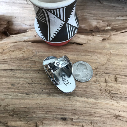 7 Dwarfs Turquoise ring with Offset shank~ Sterling Silver~ Artisan Handmade~size 9