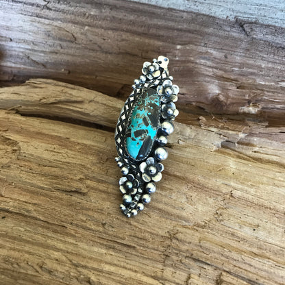 Carico Lake Turquoise Rattlesnake Ring~ Sterling Silver~ Artisan Handmade~ Size 7 1/2