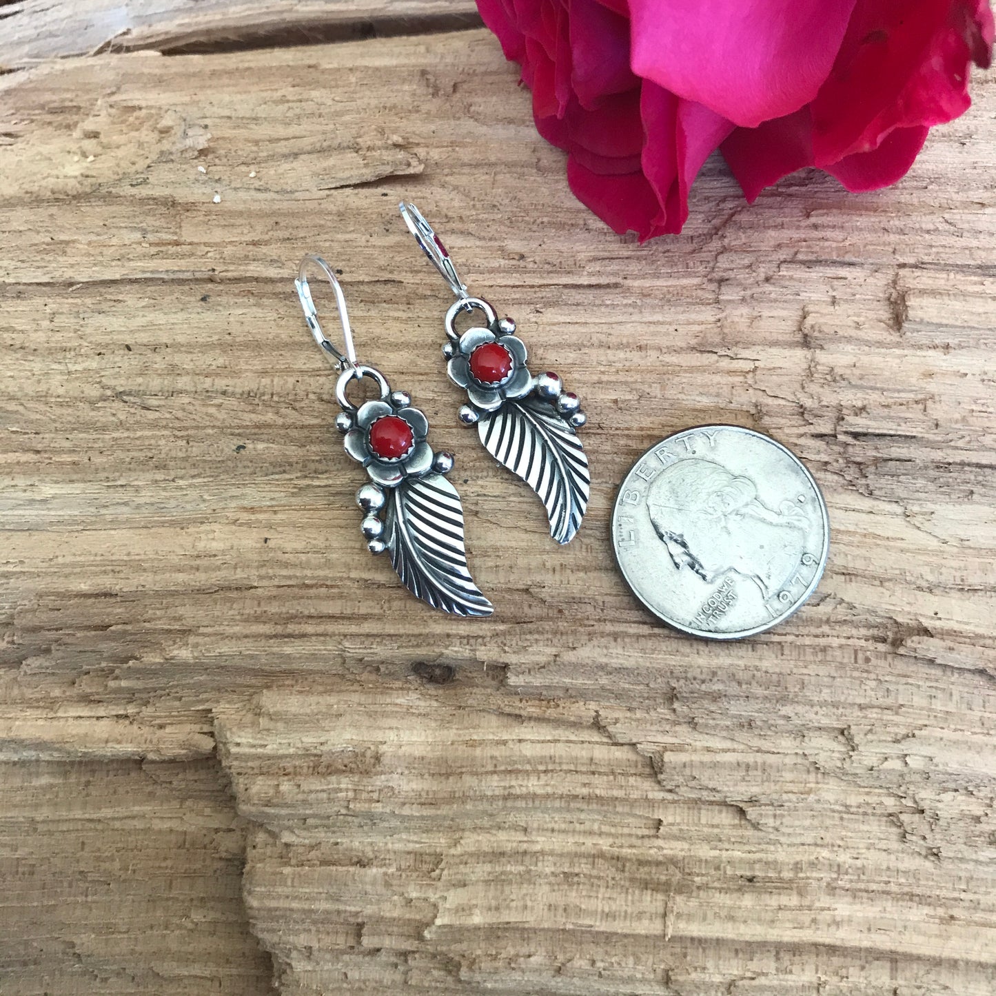 Rosarita leaf earrings~ Sterling Silver~ dangle Earrings~ Artisan Handmade