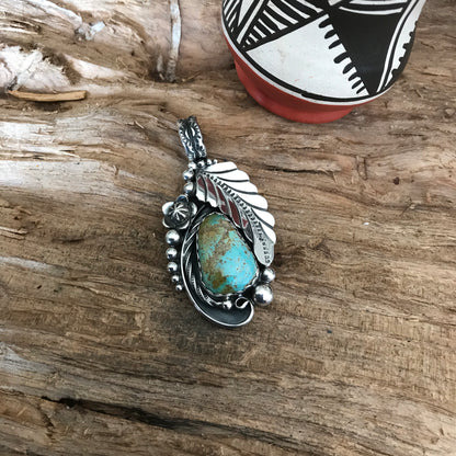 Iron Maiden Turquoise pendant~ Sterling Silver~ Artisan Handmade