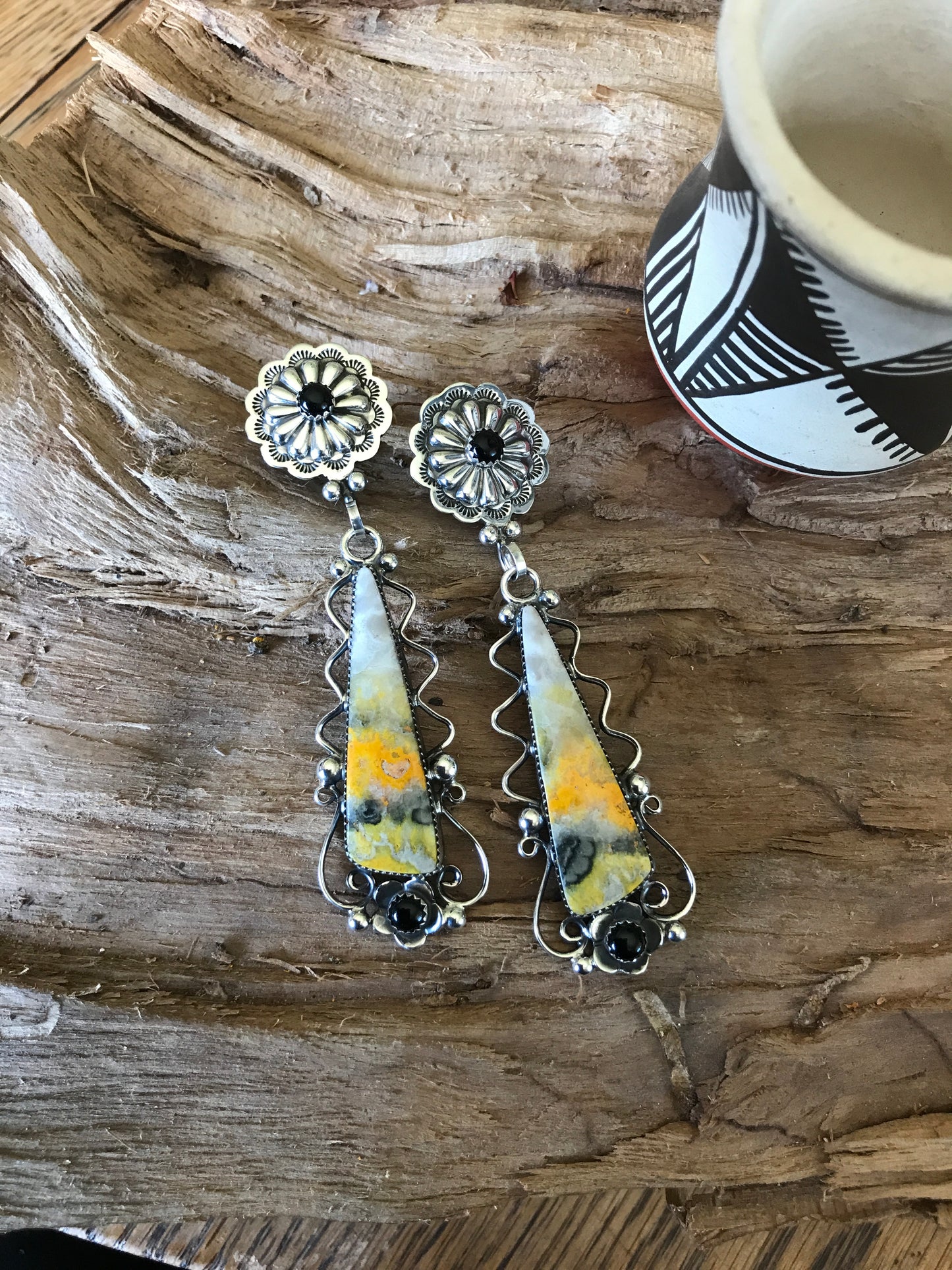 Bumblebee jasper earrings~ Sterling Silver~ Artisan Handmade