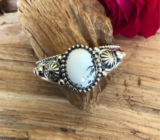 White Buffalo Cuff Bracelet~ SMALL WRIST~ Sterling Silver~ Artisan Handmade