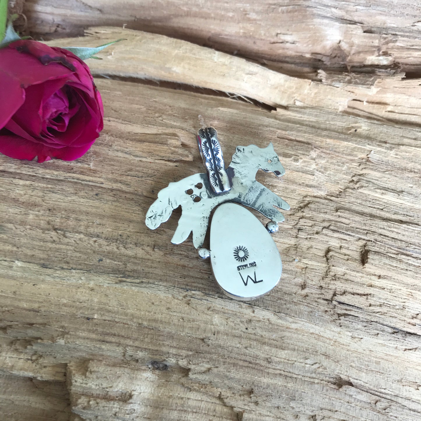 SPIRIT PONY pendant with Azurite Malachite~Sterling Silver~ Artisan Handmade~ 1063