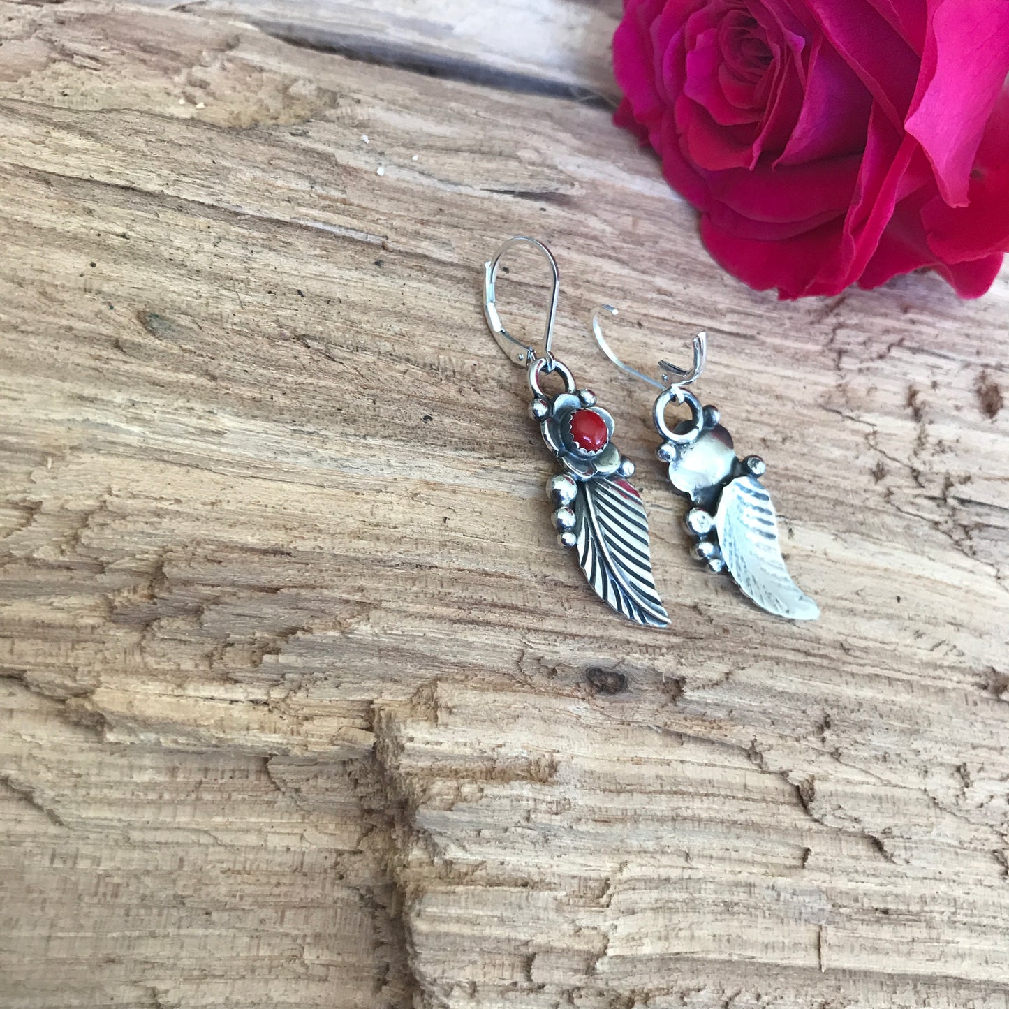 Rosarita leaf earrings~ Sterling Silver~ dangle Earrings~ Artisan Handmade