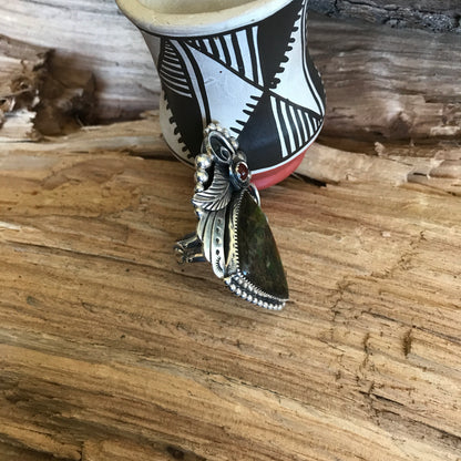 Ammolite Statement Ring~ Sterling Silver~ Artisan Handmade~ size 8 1/2