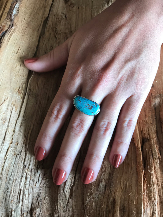 Blue MoonTurquoise Ring~ Sterling Silver~ Artisan Handmade~ Size 8