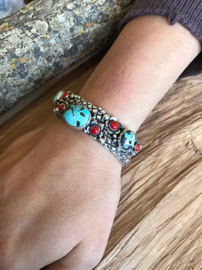 Rattlesnake Cuff Bracelet with Carico Lake Turquoise~ Sterling Silver~ Artisan Handmade