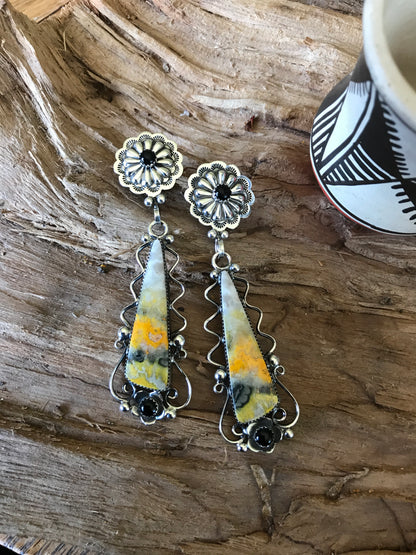 Bumblebee jasper earrings~ Sterling Silver~ Artisan Handmade