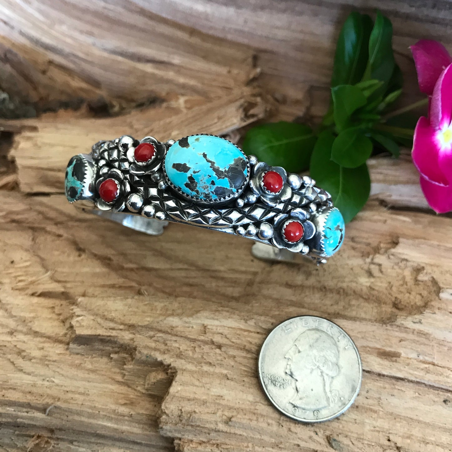 Rattlesnake Cuff Bracelet with Carico Lake Turquoise~ Sterling Silver~ Artisan Handmade